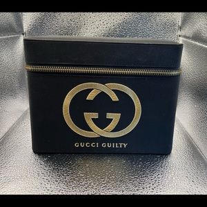 Brand New Embroidered Gucci Makeup Bag Cosmetic Tote Train Case Authentic